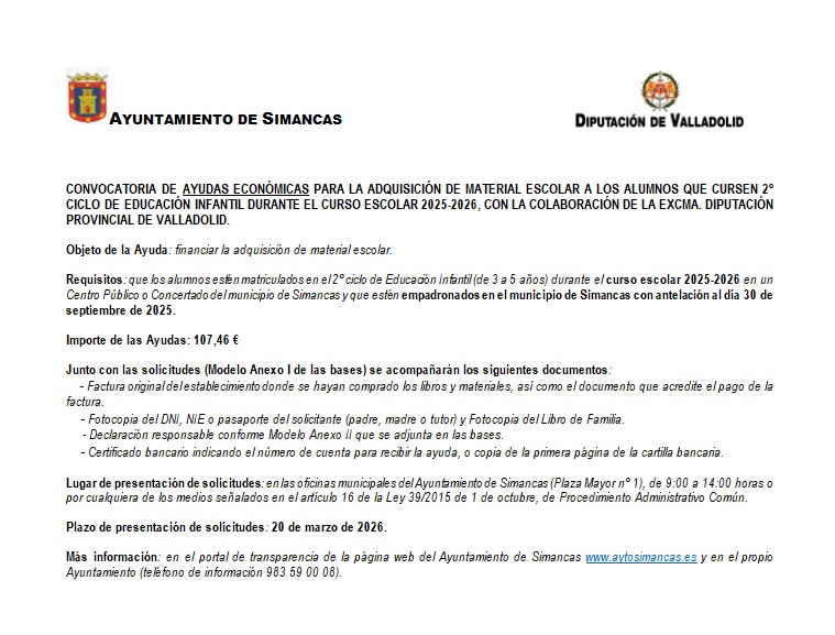 AYUDAS AYUNTAMIENYO INFANTIL